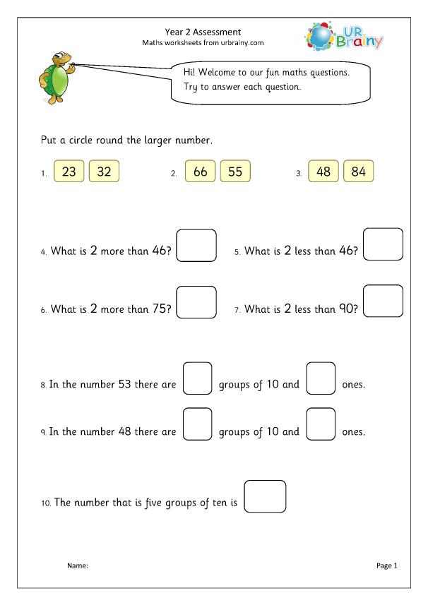 Year 2 Assessment Paper - Year 2 Assessment by URBrainy.com