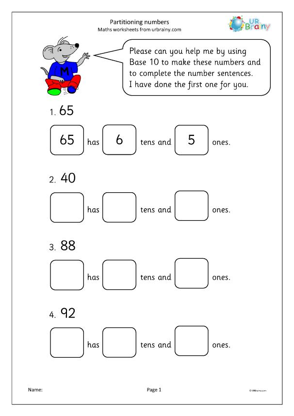 Partitioning numbers - Counting by URBrainy.com