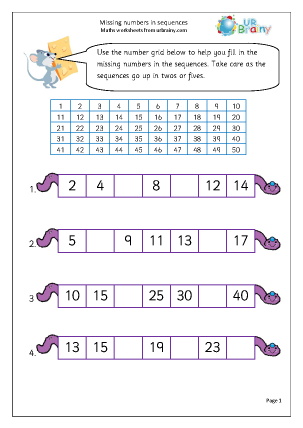 Missing numbers in a sequence - Counting by URBrainy.com