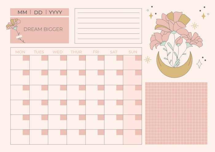 Free Hand-drawn Pastel 2023 Monthly Planner Calendar template