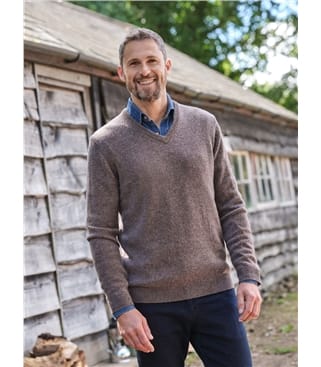 Mens Lambswool V Neck Jumper