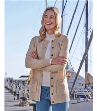 Cardigan à col rond - Femme - Laine d'agneau