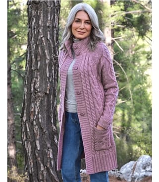 Manteau cardigan en maille irlandaise - Femme - Pure Laine