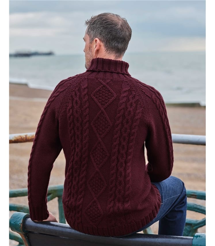 Pull irlandais à col roulé - Homme - Pure Laine