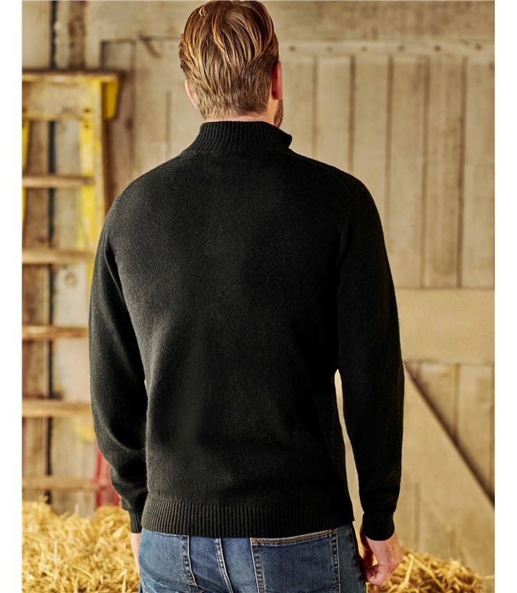 Mens Lambswool Zip Neck Jumper