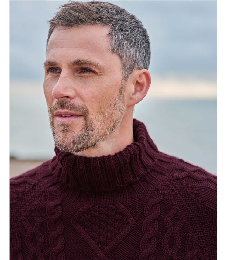 Pull irlandais à col roulé - Homme - Pure Laine