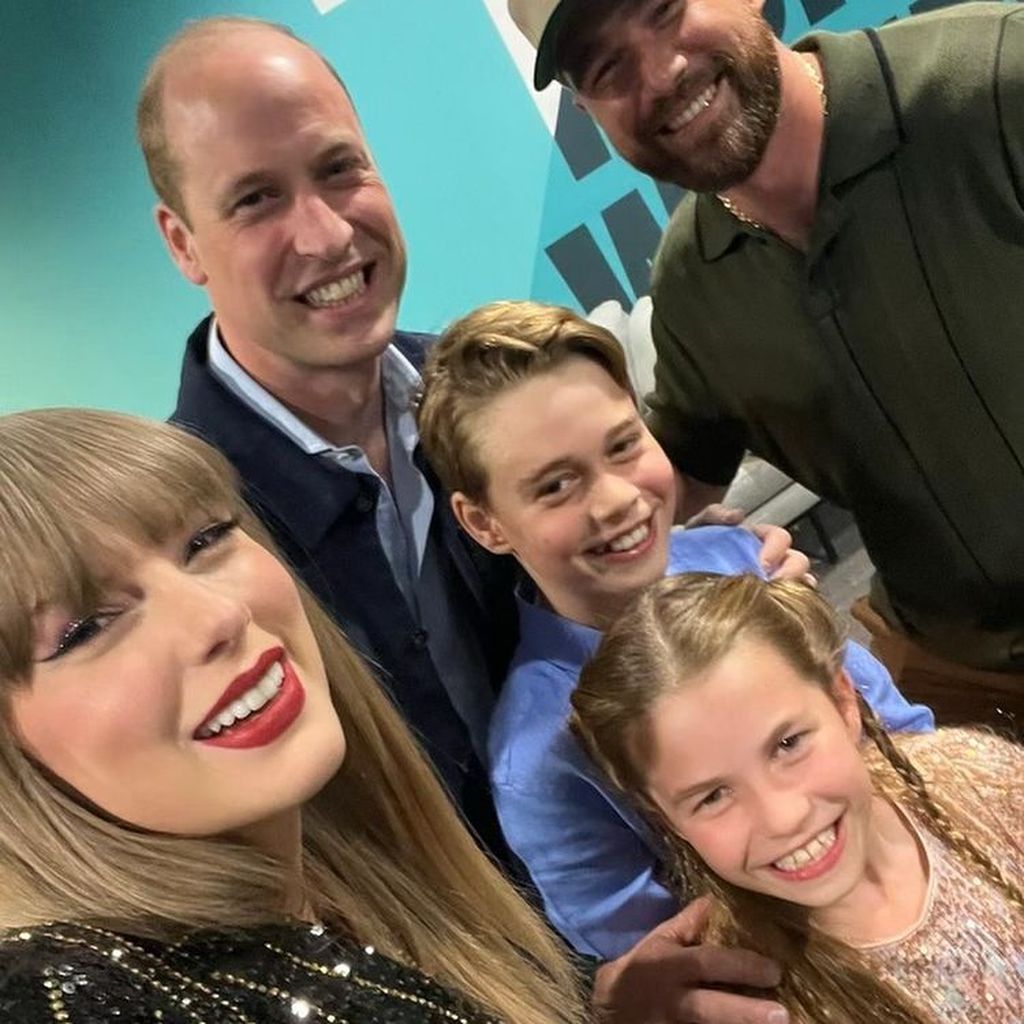 Taylor Swift und Travis Kelce mit Prinz William, Prinz George und Prinzessin Charlotte