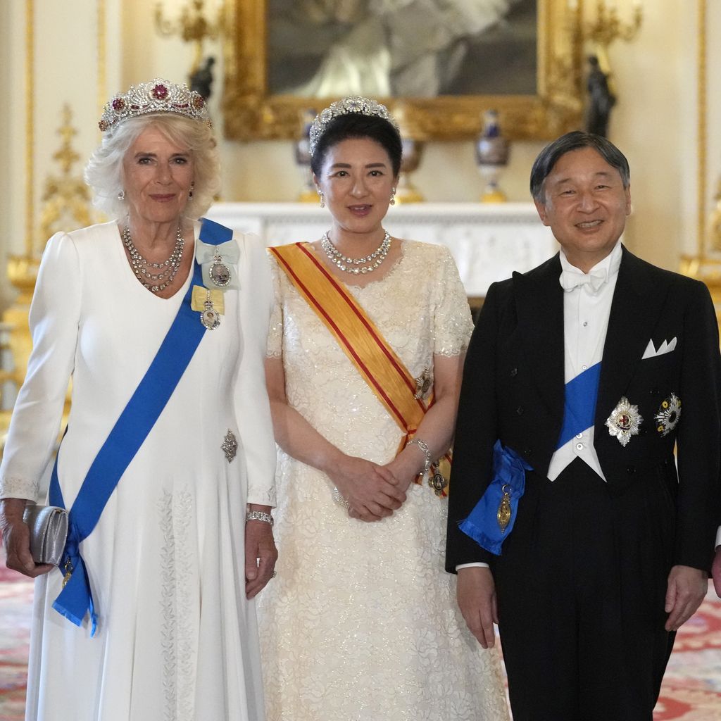 Königin Camilla, Kaiserin Masako, Kaiser Naruhito und König Charles beim Staatsempfang Juni 2024