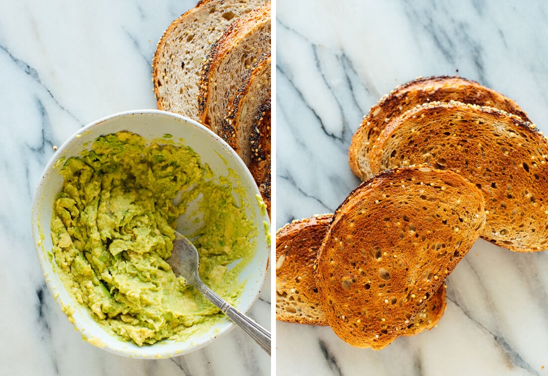 mashed avocado and toast