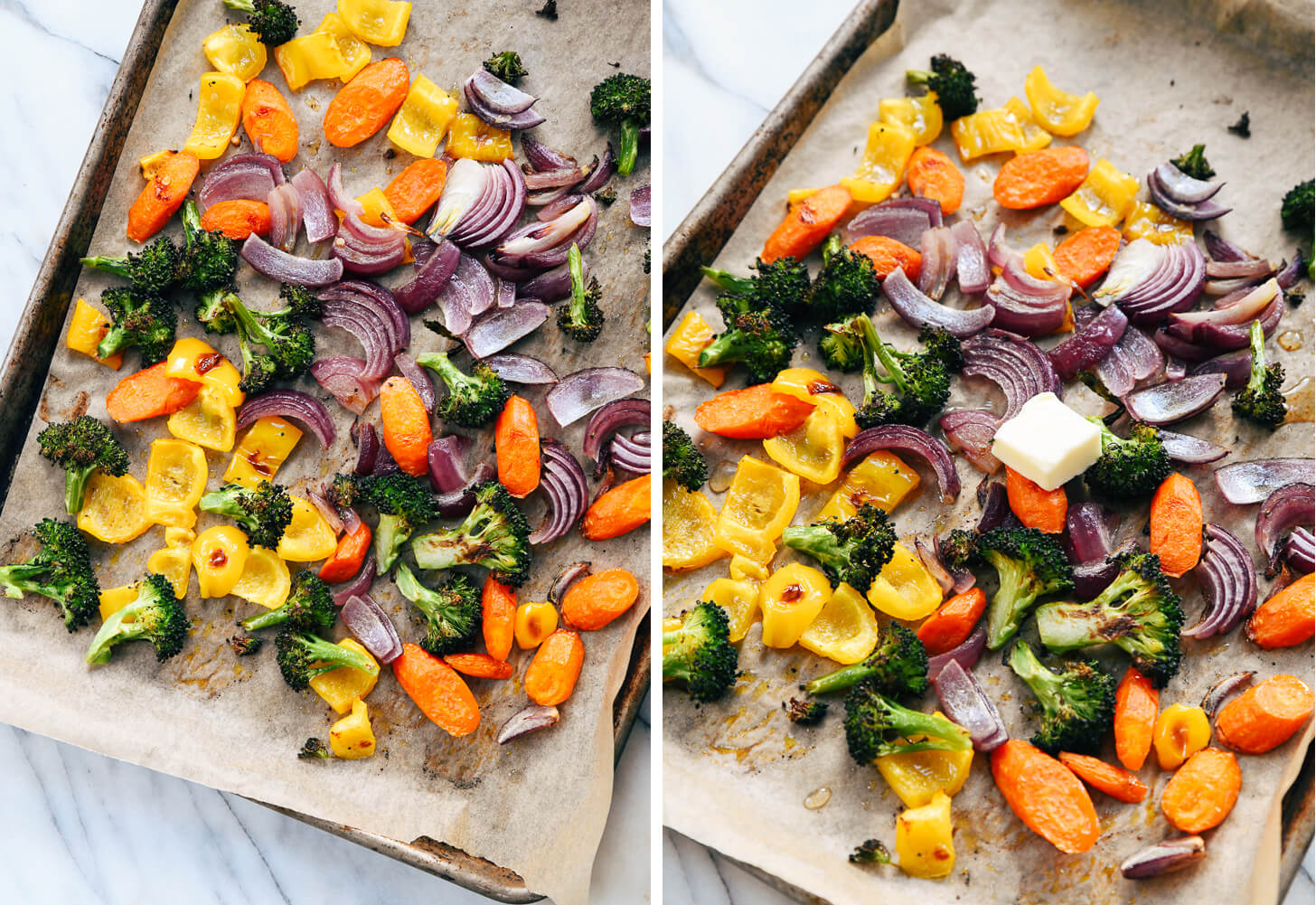 roasted vegetables fresh out of oven