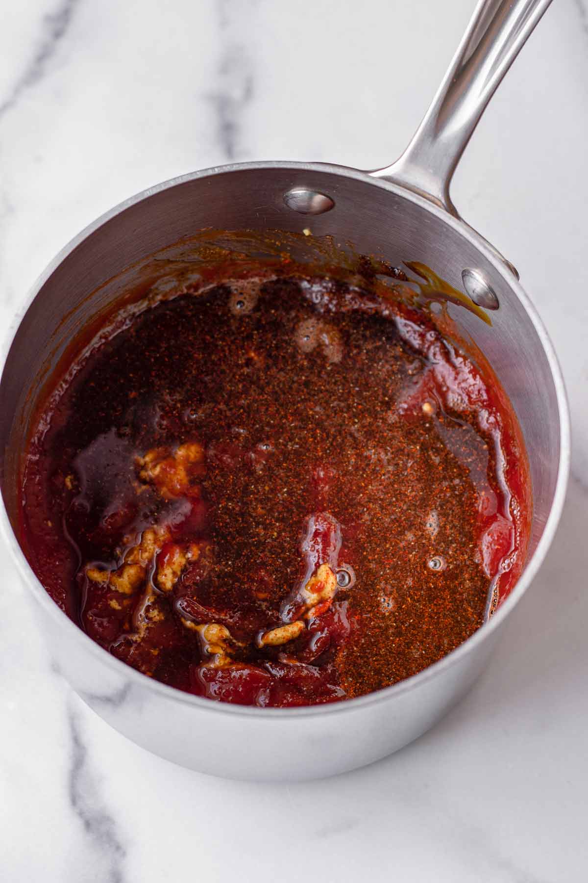 all ingredients for bbq sauce combine in a saucepan