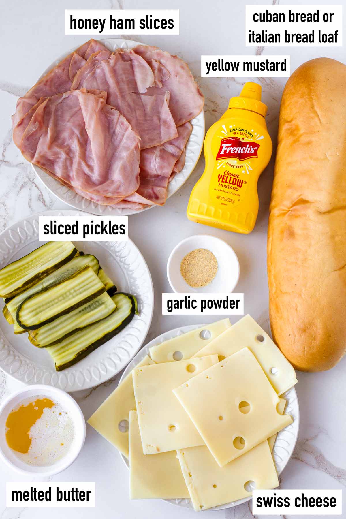 labeled ingredients to assemble the sandwich