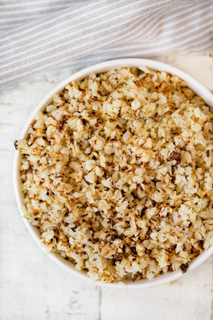 Roasted Cauliflower Rice in bowl