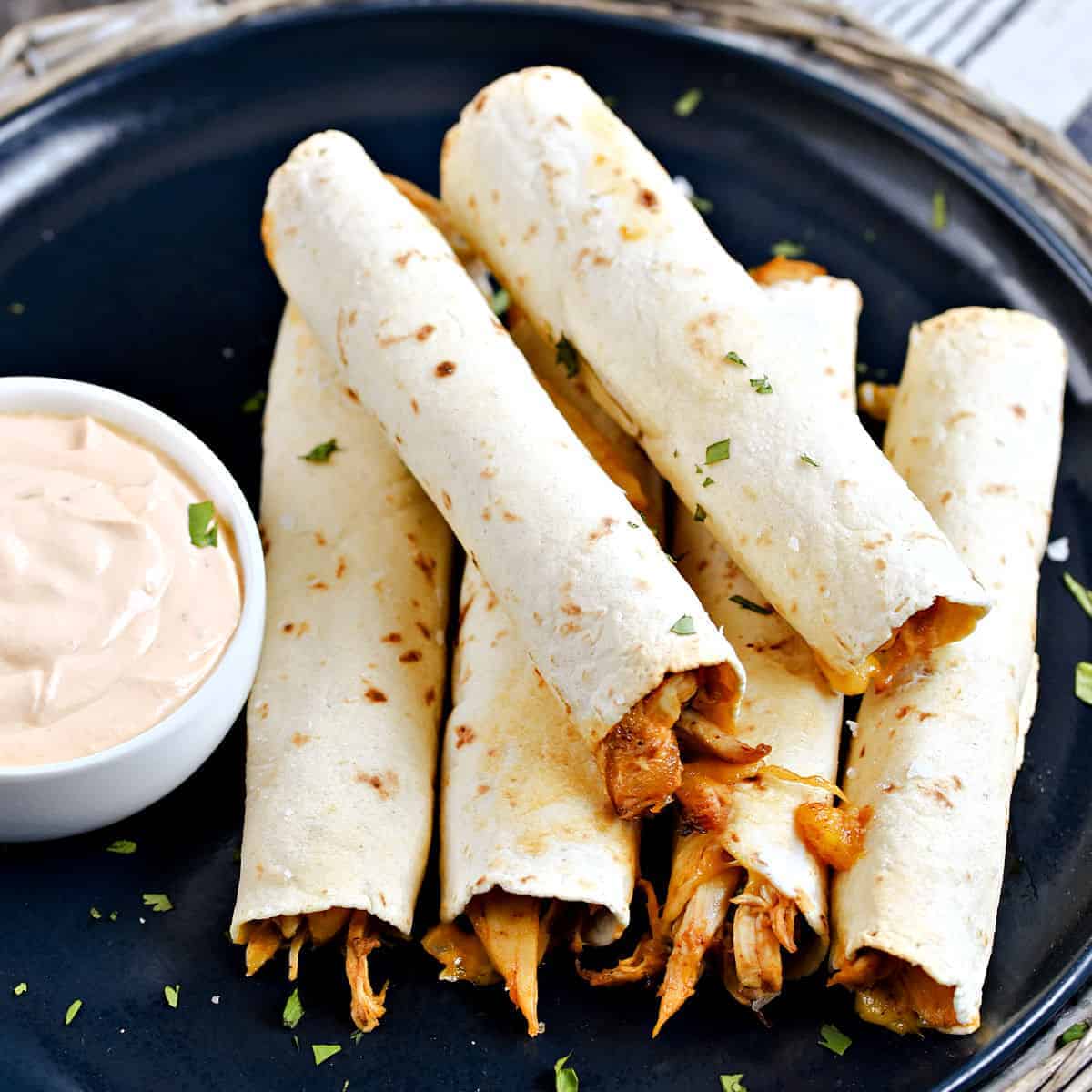 baked peachy chicken taquitos recipe.