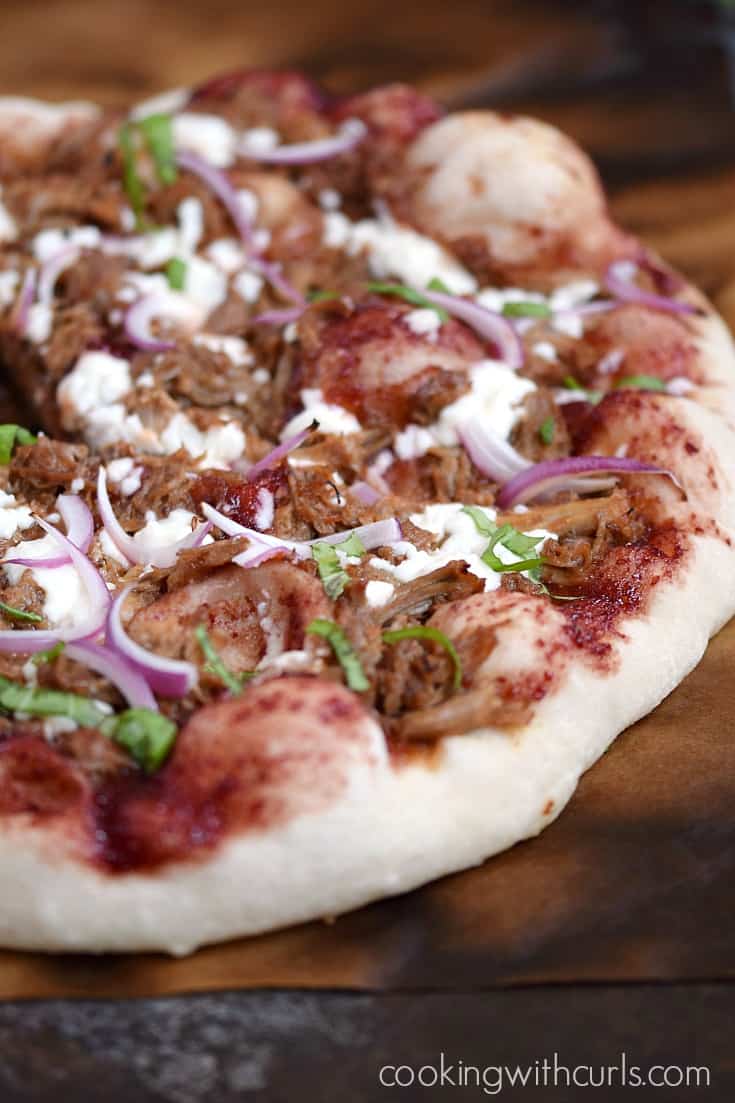 Cherry Bourbon Barbecue Pork Pizza | cookingwithcurls.com