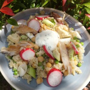 Quinoa and mackerel salad