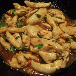 Chicken stir-fry with basil