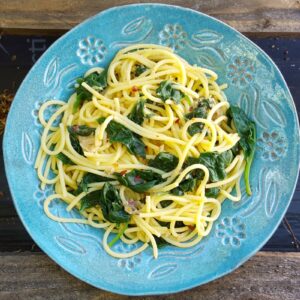 Anchovy and spinach spaghetti