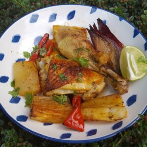 Baked chicken and cassava