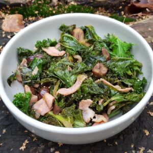 Balsamic kale with pancetta and chestnut