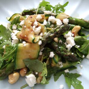 Asparagus and courgette salad with feta