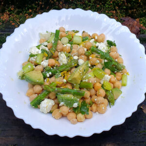 Asparagus, avocado and chickpea salad