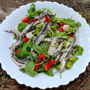 Anchovy and broad beans salad