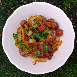 Sauteed shiitake with chorizo