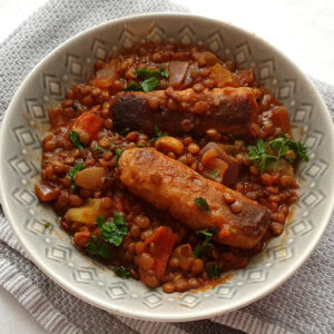 Lentil stew with sausage