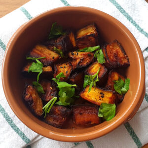 Air fryer roasted spiced aubergine