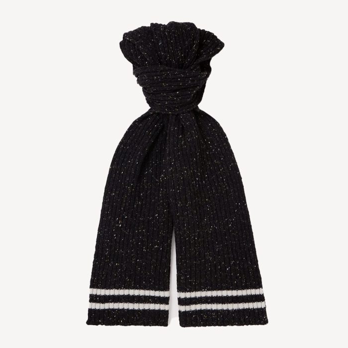 MR P. Striped Ribbed Donegal Merino Wool and Wool-Blend Scarf