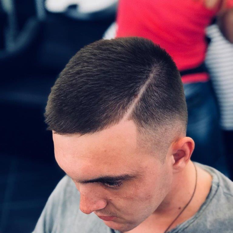 military buzz cut with side part