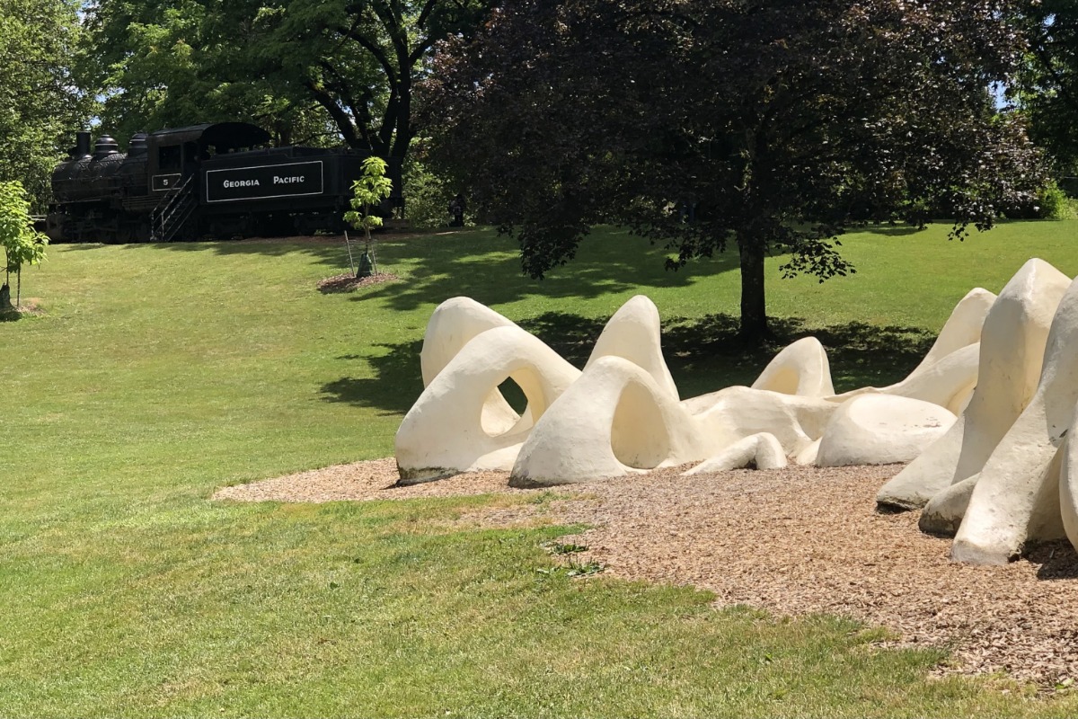 Dinosaur Bones climbing structure at Avery Park in Corvallis, Oregon, by Stacey Newman Weldon