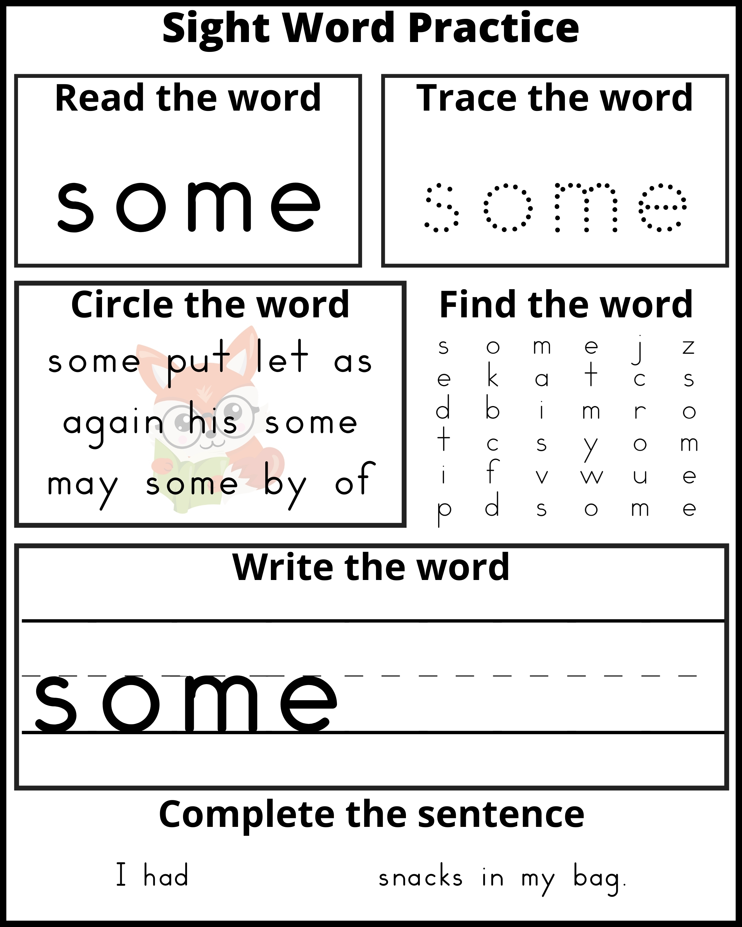 Sight Word My Worksheet