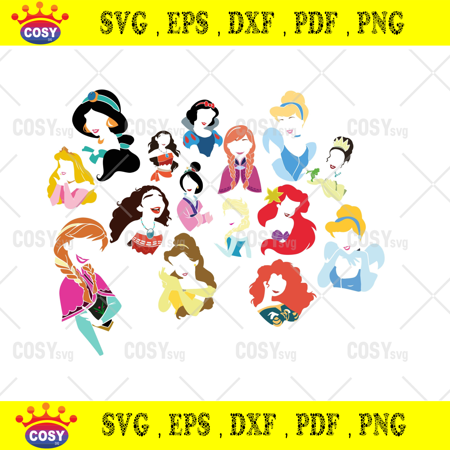 DIsney princess svg cinderella svg, elsa svg, anna svg, mulan svg