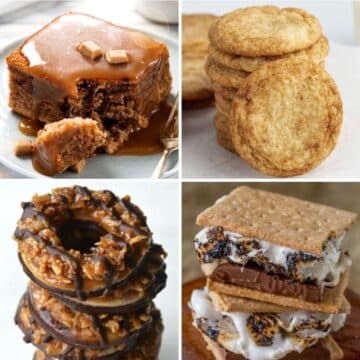 Four scrumptious desserts that start with s.