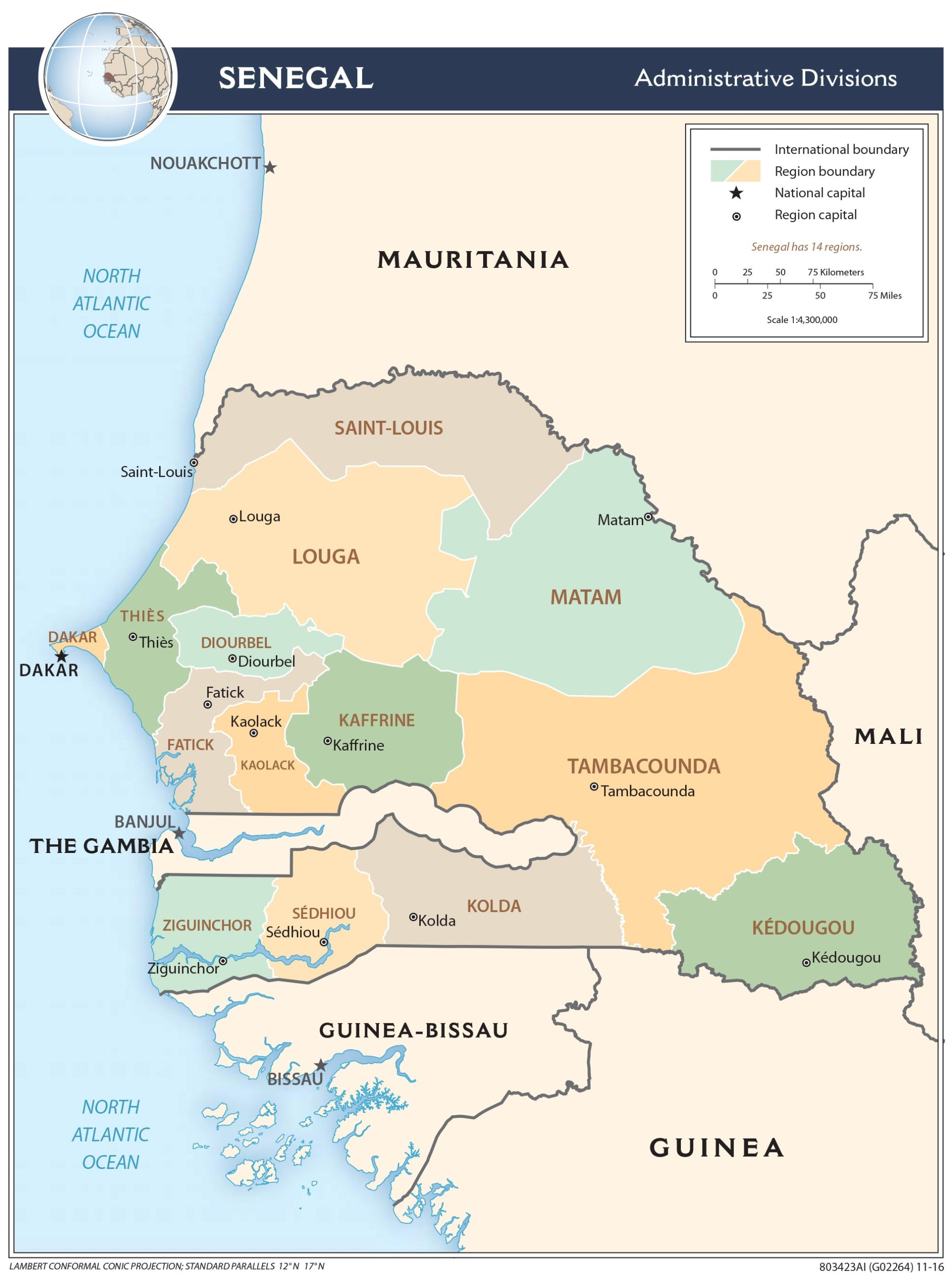 Regional Map of Senegal - country.report