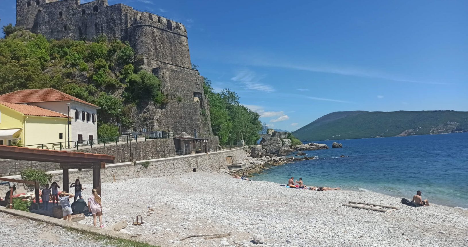 Herceg Novi Beach near Old town and promenade