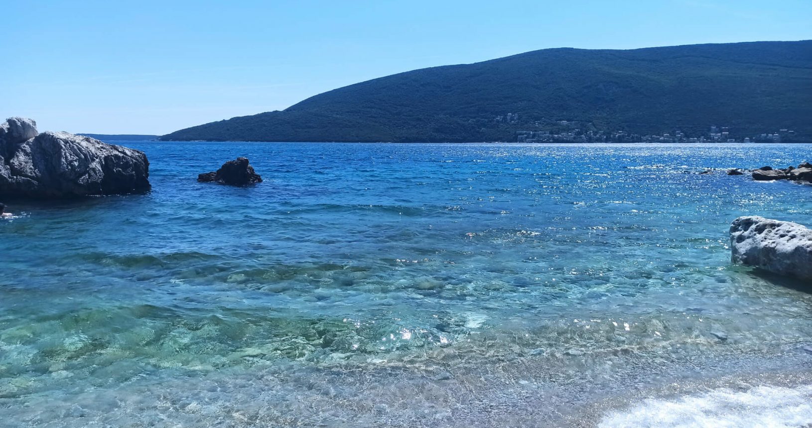 Stones and Boka view. Herceg Novi Beach