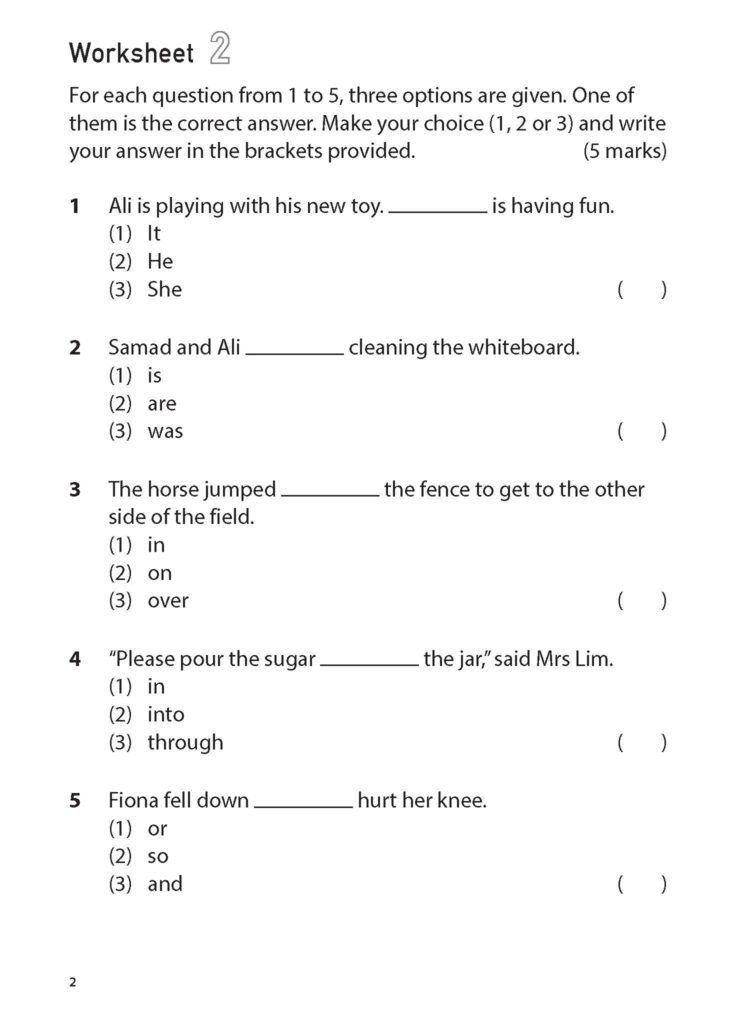 100 English Worksheets Primary 1 – Grammar MCQ - CPD Singapore ...