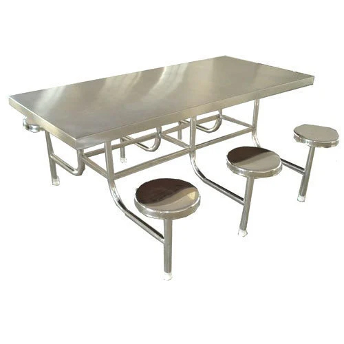 Canteen Dining Table - Stainless Steel, Silver Color | Durable Indoor Furniture