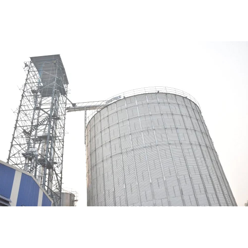 Grain Storage Silo - Zinc Aluminium, Polished Silver Finish | Industrial Application, Durable Design