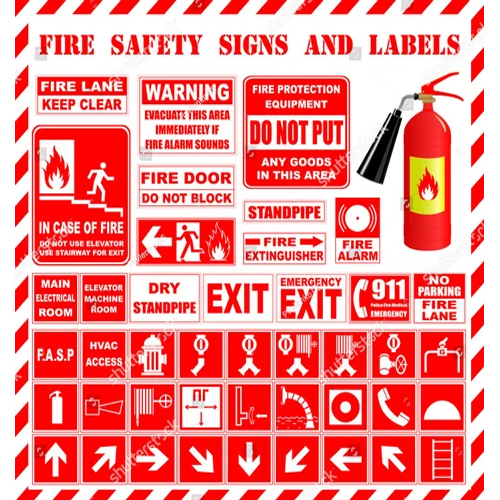 Fire Safety Signs - Color: Red