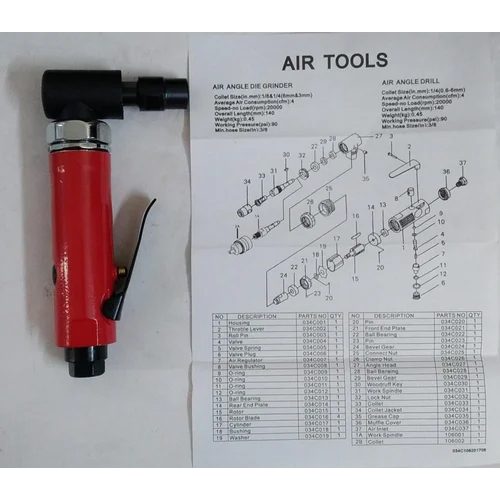 Angle Air Die Grinder - Color: Red