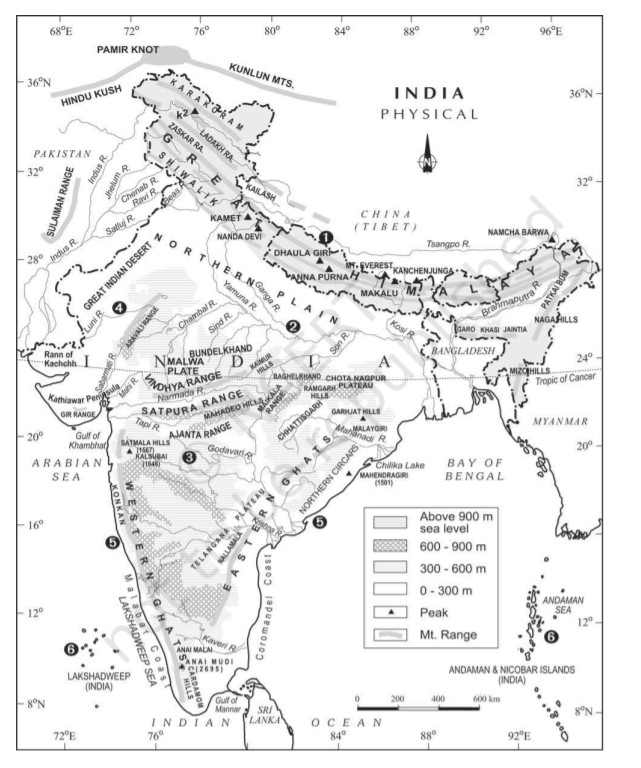 Q. Divide India into physical divisions and describe them with maps ...