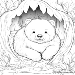 Bear Hibernation Scene Coloring Pages 1