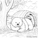 Bear Hibernation Scene Coloring Pages 4