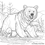 Grizzly Bear Fishing Coloring Pages 4