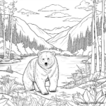 Nature scene: Bear in the Wilderness Coloring Pages 3