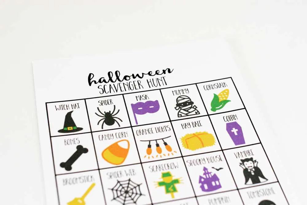 halloween scavenger hunt printable